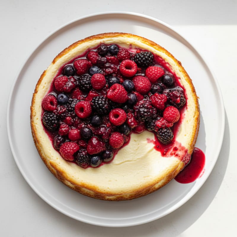 Creamy Greek Yogurt Protein Cheesecake with Mixed Berries