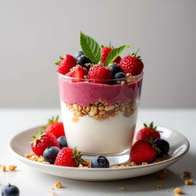 Greek Yogurt Parfait with Mixed Berries and Protein Crunch