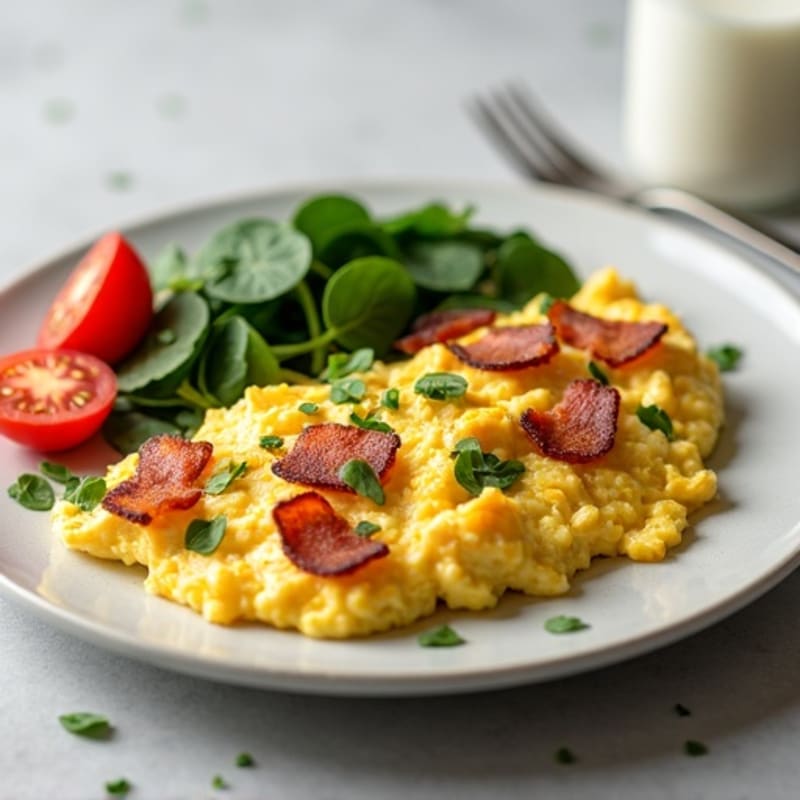 Cottage Cheese Scramble with Spinach and Turkey Bacon