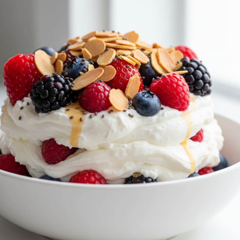 Greek Yogurt Protein Parfait with Mixed Berries and Almonds