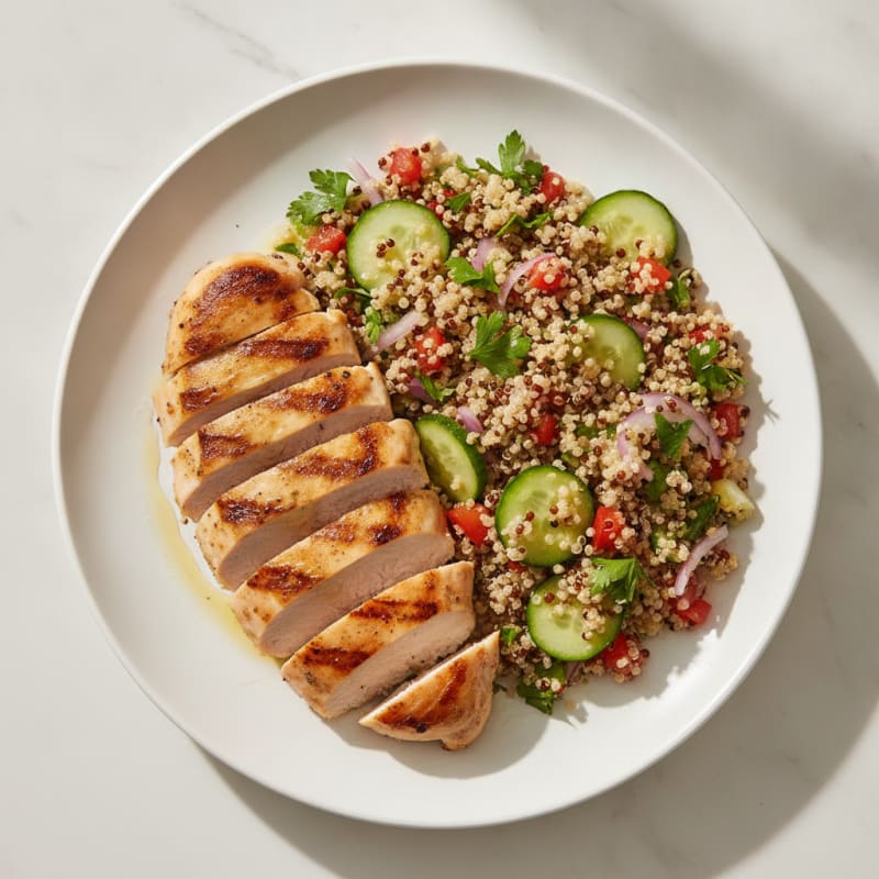 Grilled Chicken Breast with Crunchy Quinoa Salad