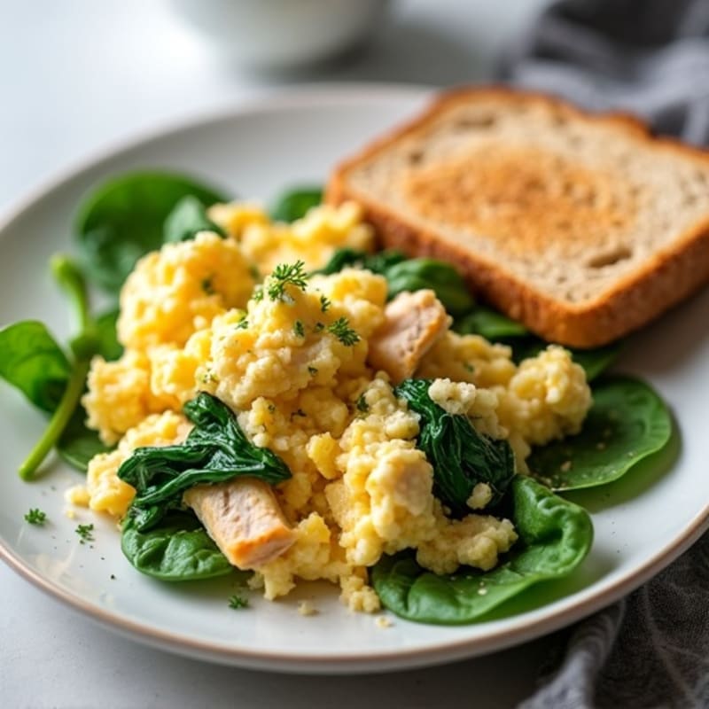 Egg White and Turkey Scramble with Spinach