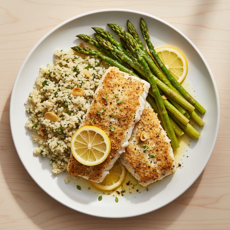 Lemon-Herb Baked Cod with Roasted Asparagus