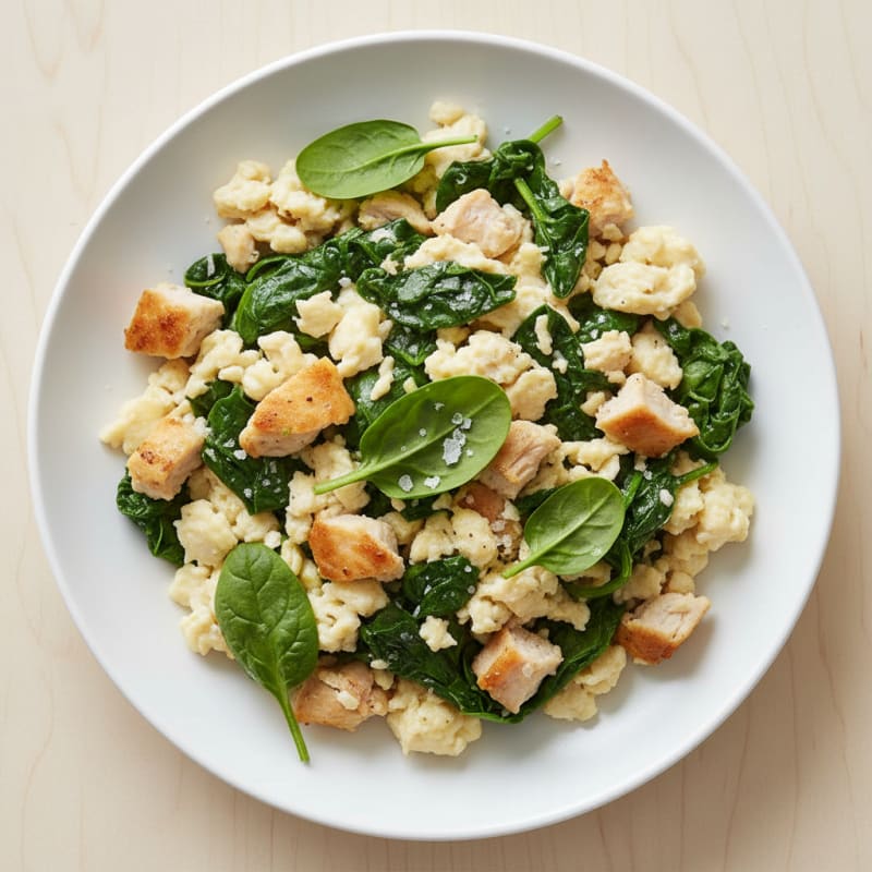 Egg White Scramble with Spinach and Turkey Breast