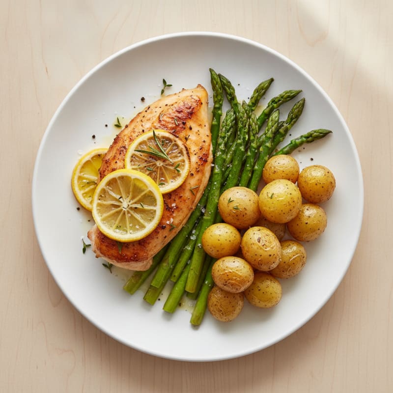 Lemon Herb Roasted Chicken with Asparagus