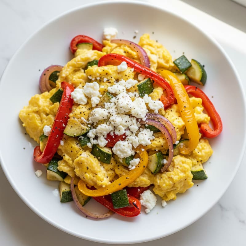 Loaded Scrambled Eggs with Roasted Vegetables