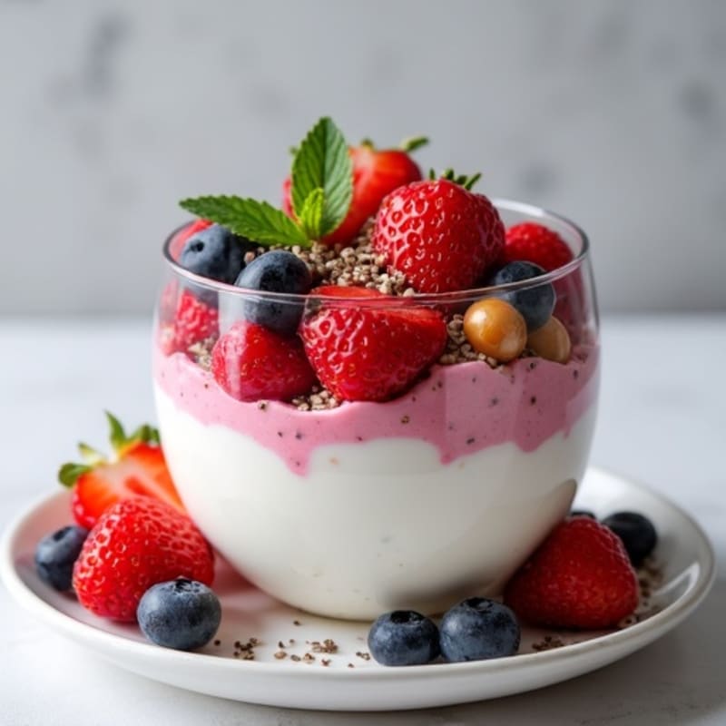 Greek Yogurt Parfait with Fresh Berries and Chia Seeds