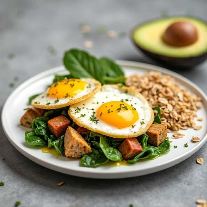 Egg White and Spinach Scramble with Turkey Sausage