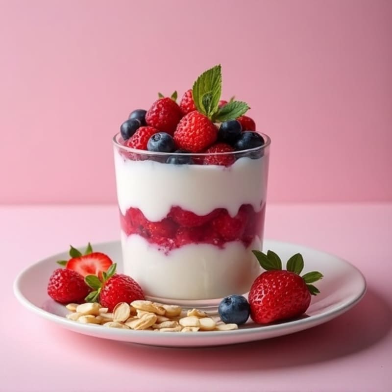 Greek Yogurt Protein Parfait with Mixed Berries and Almonds