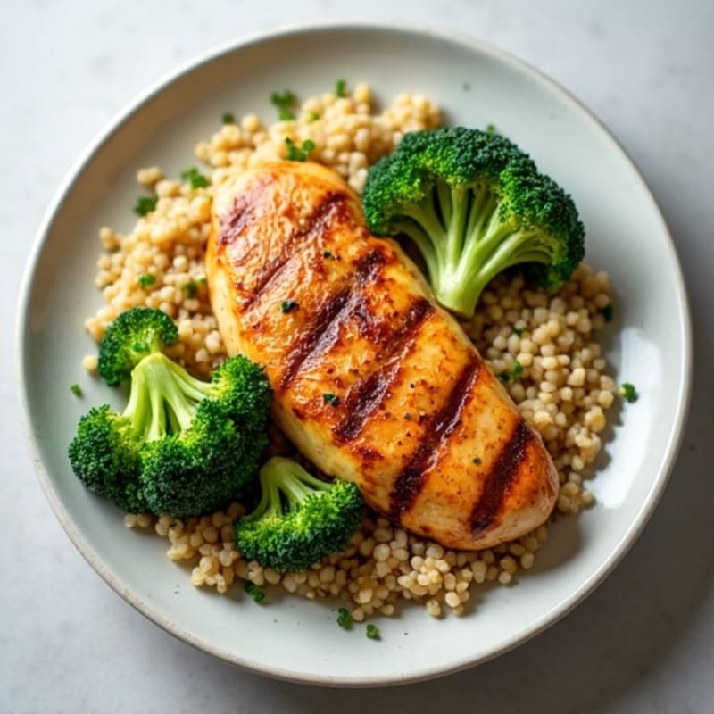 Grilled Chicken Breast with Quinoa and Steamed Broccoli