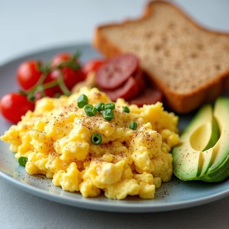 Egg White Scramble with Turkey Sausage and Cottage Cheese
