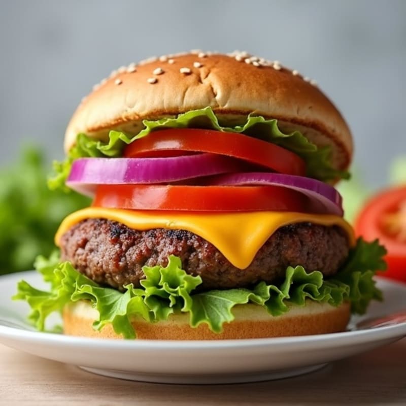 Lean Beef Burger with Crispy Lettuce and Juicy Tomato