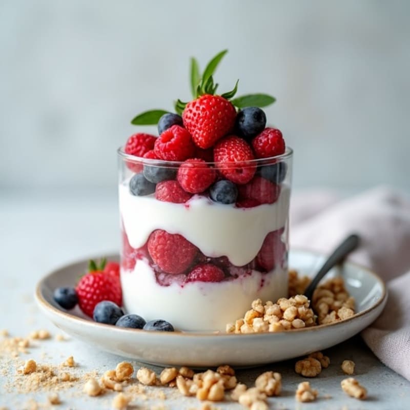 Greek Yogurt Protein Parfait with Mixed Berries