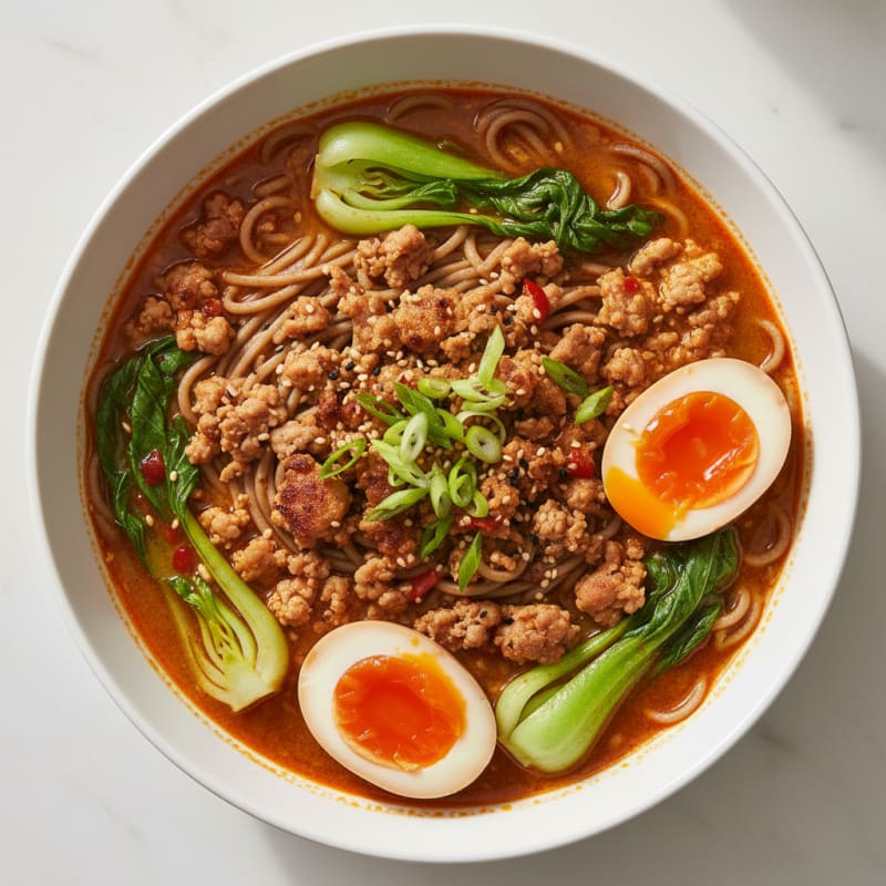 Sriracha Pork Ramen with Jammy Eggs