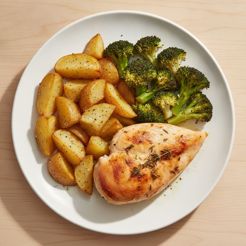 Herb-Roasted Chicken with Crispy Potatoes and Broccoli