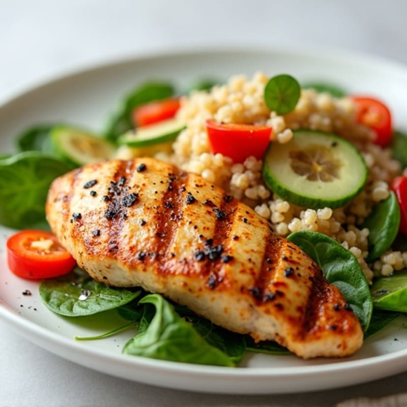 Grilled Chicken Breast with Crunchy Quinoa Salad