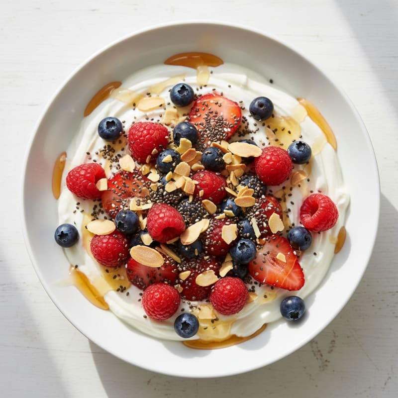 Silky Greek Yogurt Bowl with Mixed Berries and Chia Protein