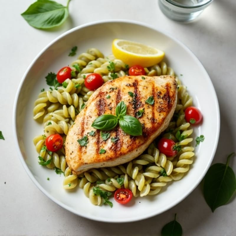 Creamy Herb-Roasted Chicken Pesto Pasta