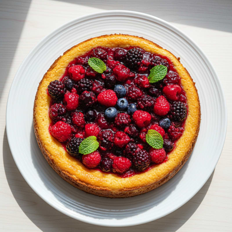 Creamy Greek Yogurt Protein Cheesecake with Mixed Berries