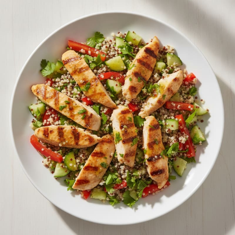 Grilled Chicken and Quinoa Salad with Crunchy Vegetables