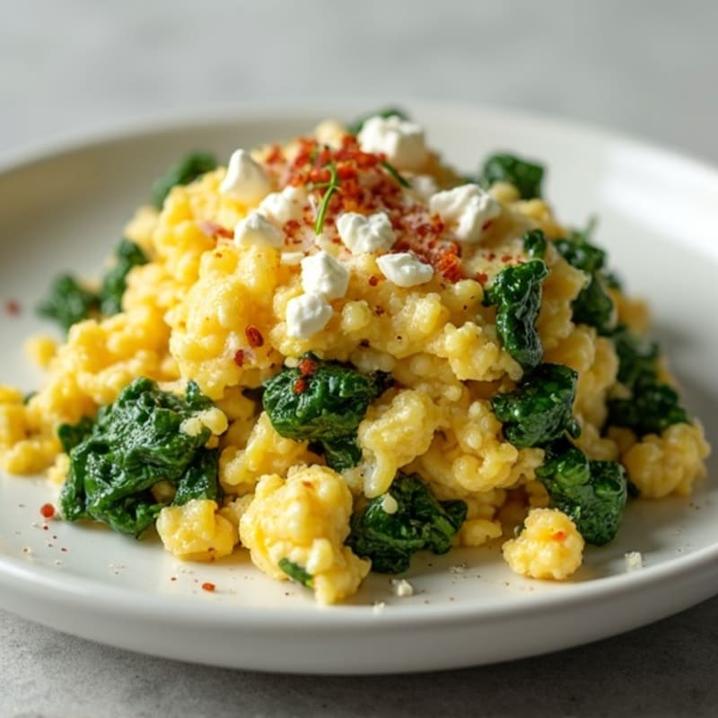 Fluffy Spinach Feta Scramble