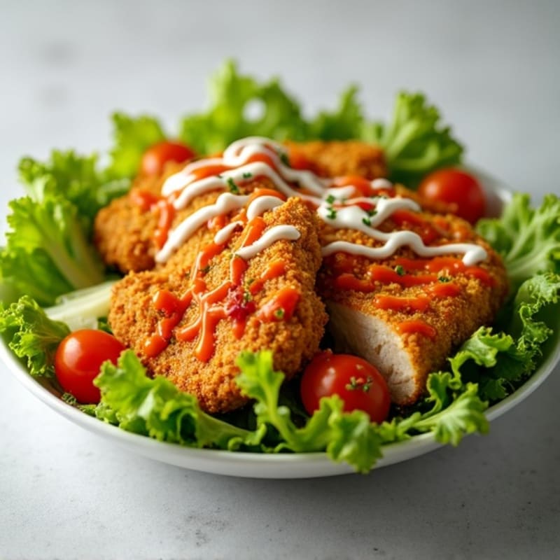 Crispy Buffalo Chicken Salad with Fresh Greens