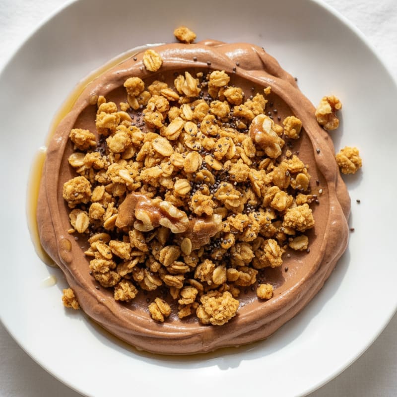 Silky Chocolate Protein Pudding with Oat Crumble