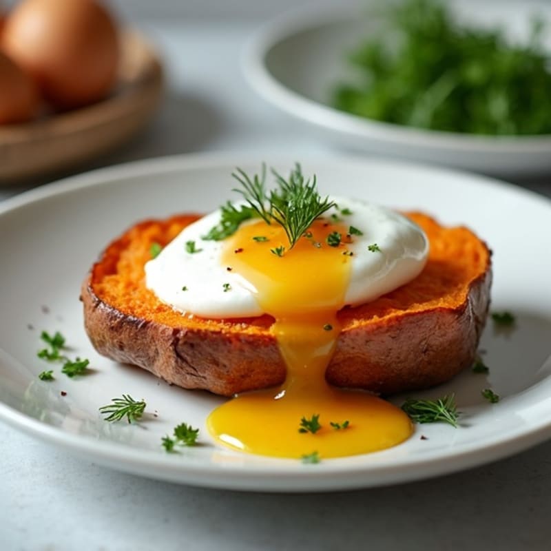 Crispy-Skinned Sweet Potato with Greek Yogurt and Herbs