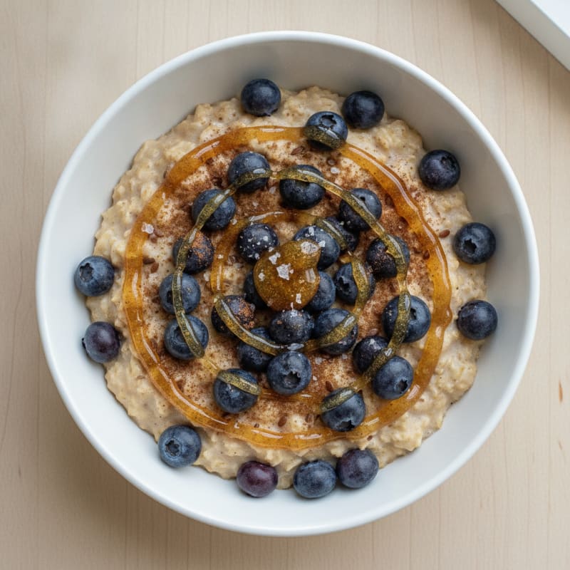 Blueberry Protein Porridge with Honey Drizzle