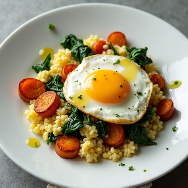 Cottage Cheese Scramble with Spinach and Roasted Sweet Potato