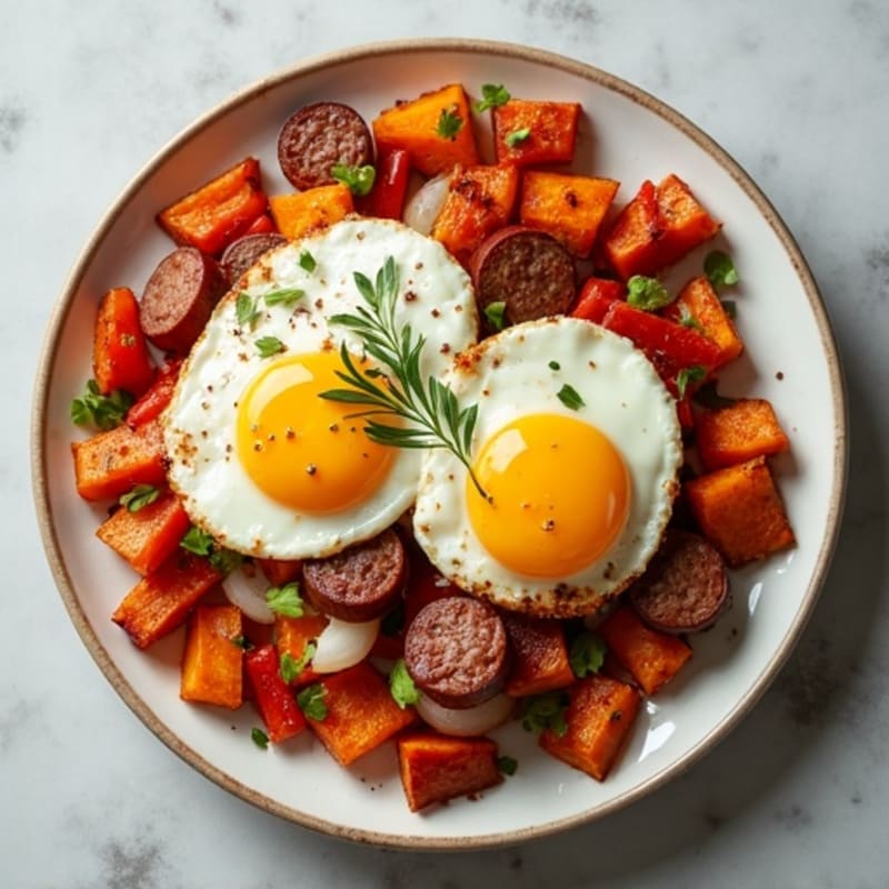 Crispy Sweet Potato and Egg Hash
