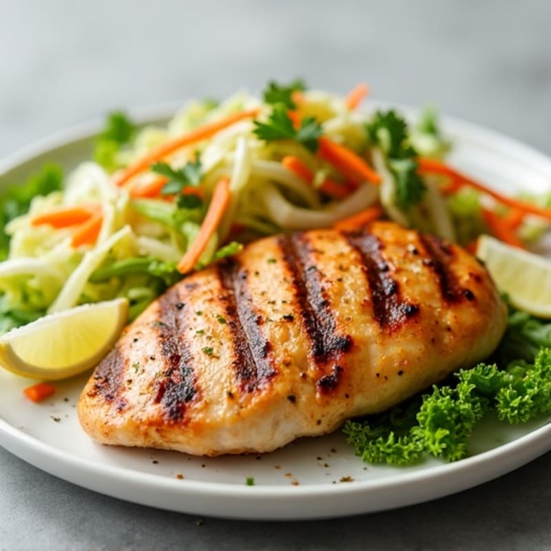 Grilled Chicken Breast with Crunchy Cabbage Slaw