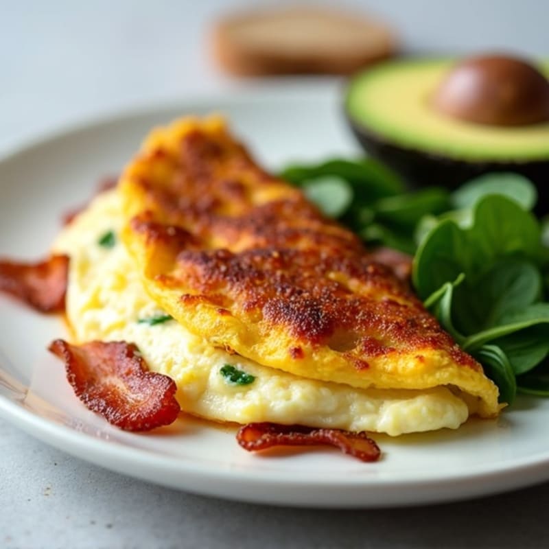 Egg White Omelet with Spinach and Turkey Bacon