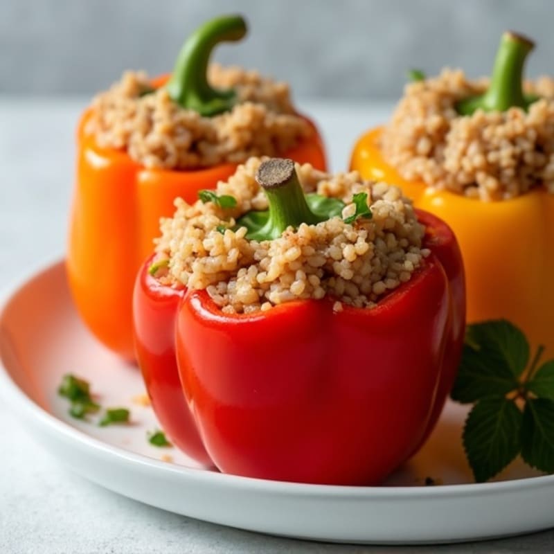 Lean Ground Turkey and Brown Rice Stuffed Bell Peppers