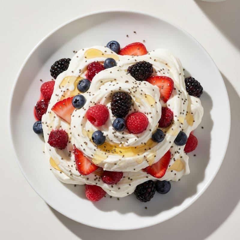 Greek Yogurt Protein Mousse with Mixed Berries