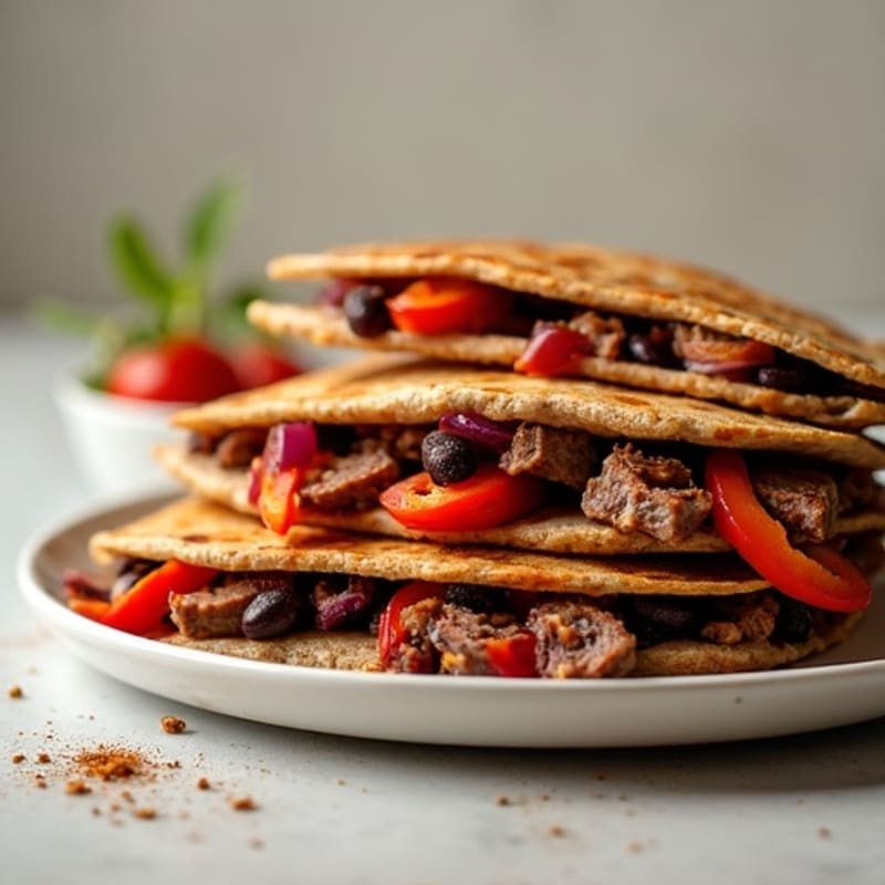 Crispy Whole Wheat Steak and Black Bean Quesadillas
