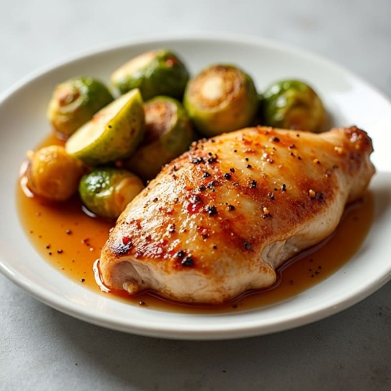 Roasted Chicken with Honey-Cinnamon Apples and Crispy Brussels Sprouts