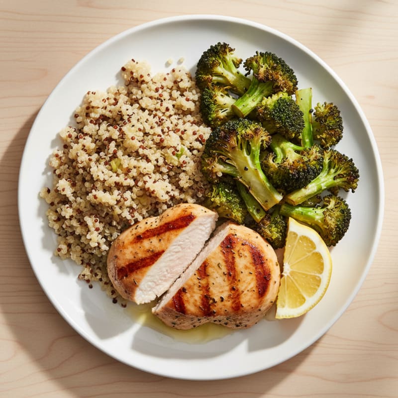 Grilled Turkey Breast with Roasted Broccoli and Quinoa