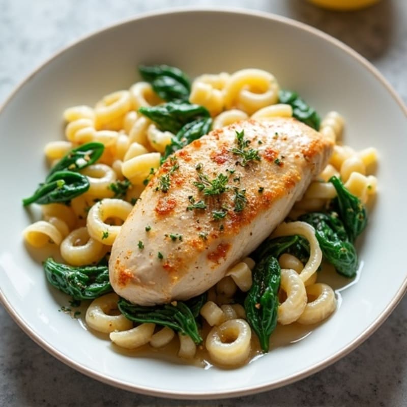 Creamy Lemon Garlic Chicken Pasta with Fresh Spinach