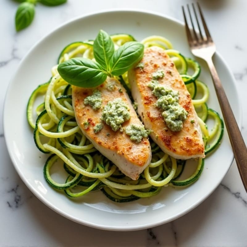 Creamy Pesto Chicken with Zucchini Noodles