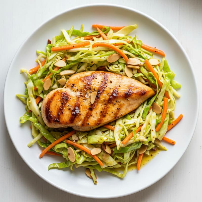 Grilled Chicken Breast with Crunchy Cabbage Slaw