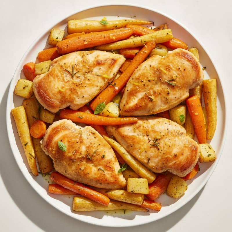 Sheet Pan Lemon Herb Chicken with Root Vegetables