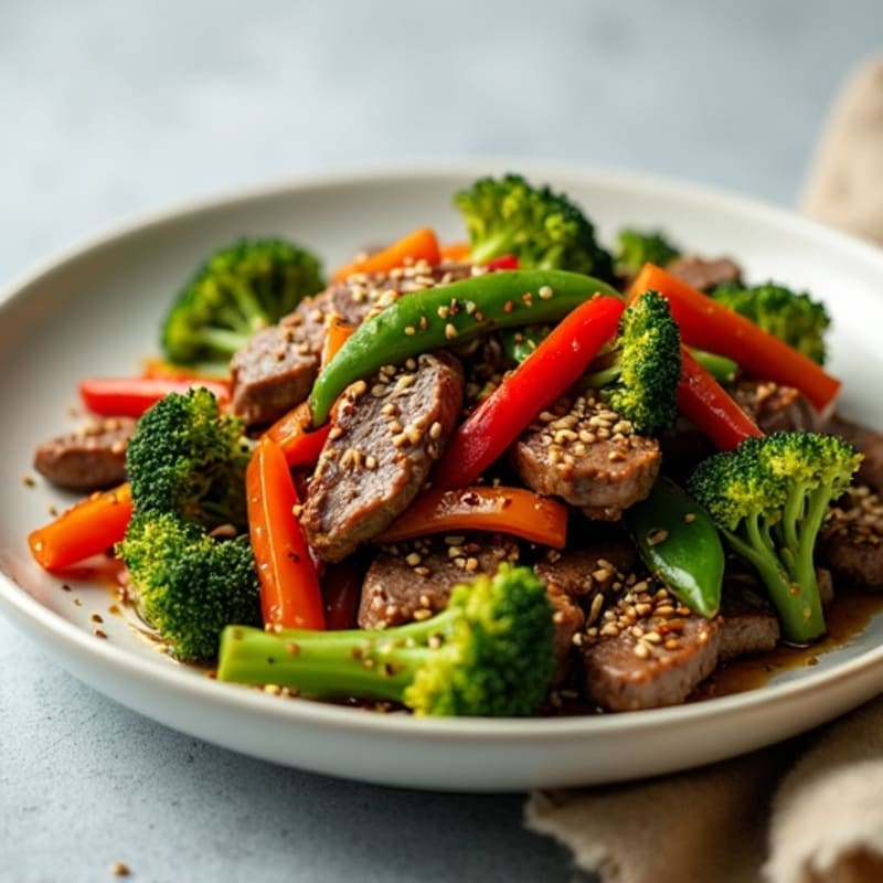 Sesame Garlic Beef Stir-Fry with Fresh Vegetables