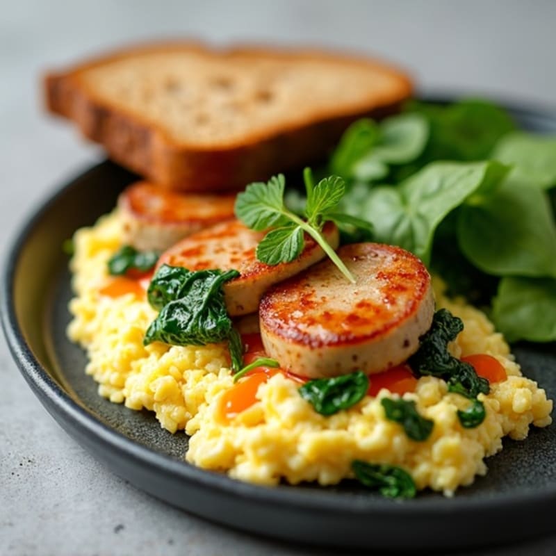 Egg White and Turkey Sausage Scramble with Spinach