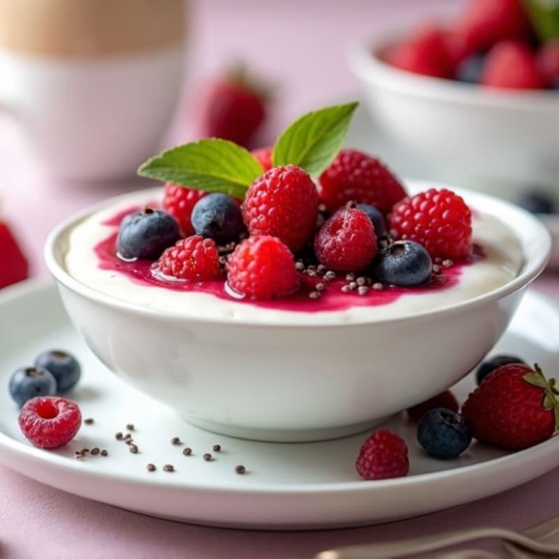 Silky Vanilla Protein Yogurt with Mixed Berries
