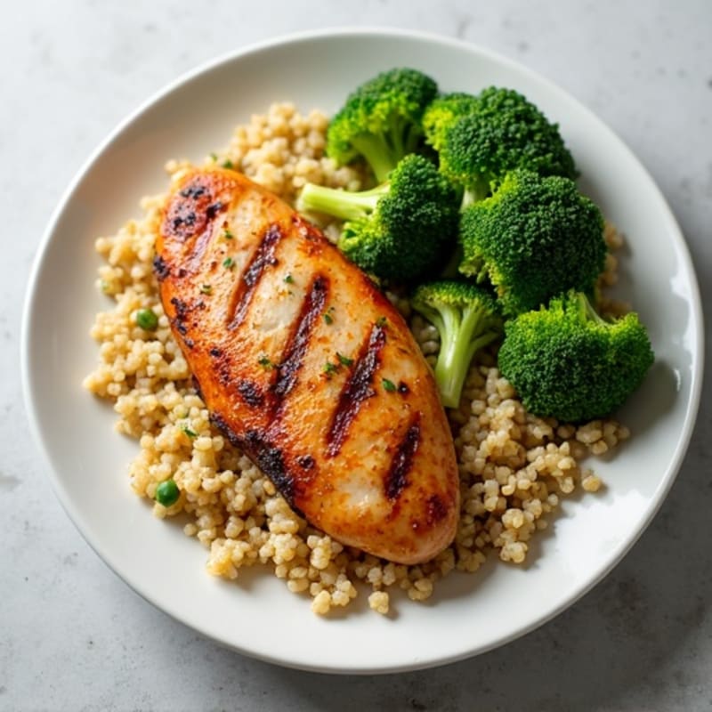 Grilled Chicken Breast with Quinoa and Steamed Broccoli