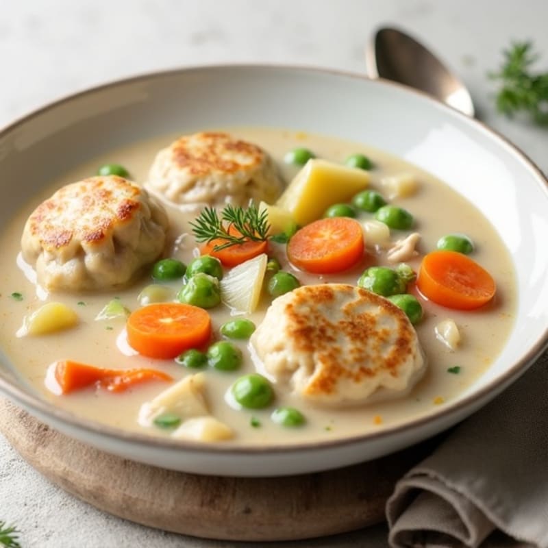 Creamy Chicken and Vegetable Stew with Tender Dumplings