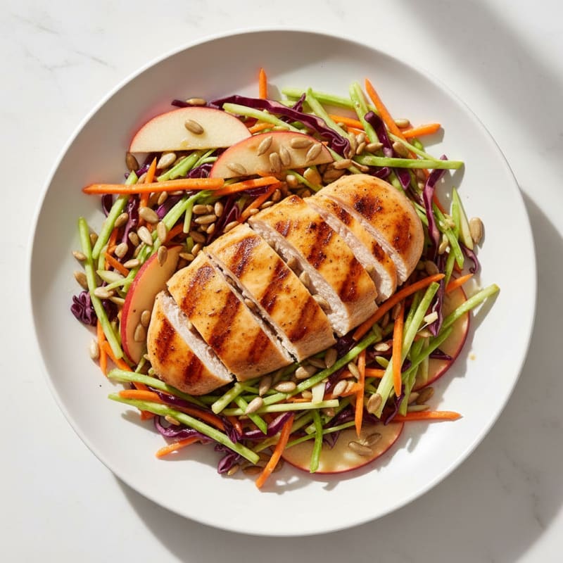 Grilled Chicken Breast with Crunchy Cabbage Slaw