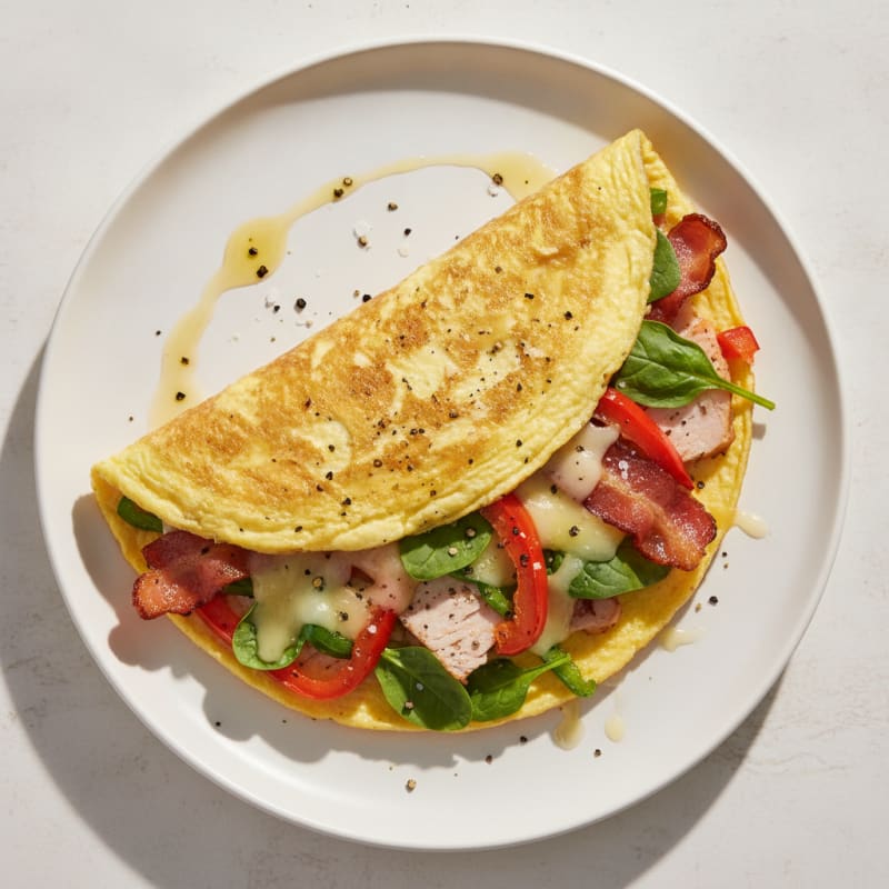 Savory Turkey Bacon Pepper Jack Omelet