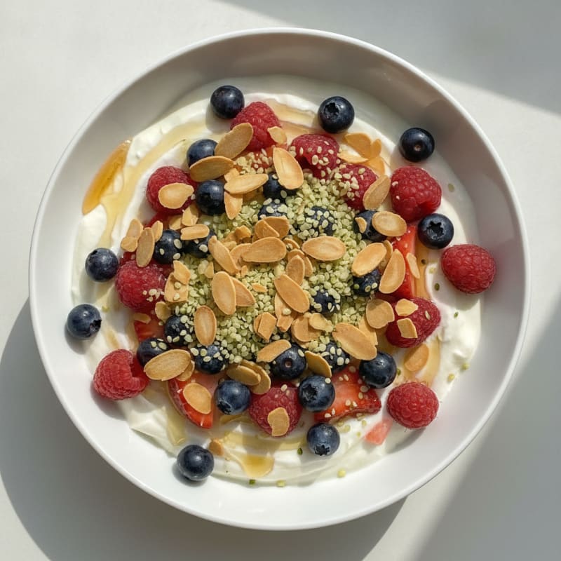 Silky Greek Yogurt Bowl with Mixed Berries and Protein Crunch